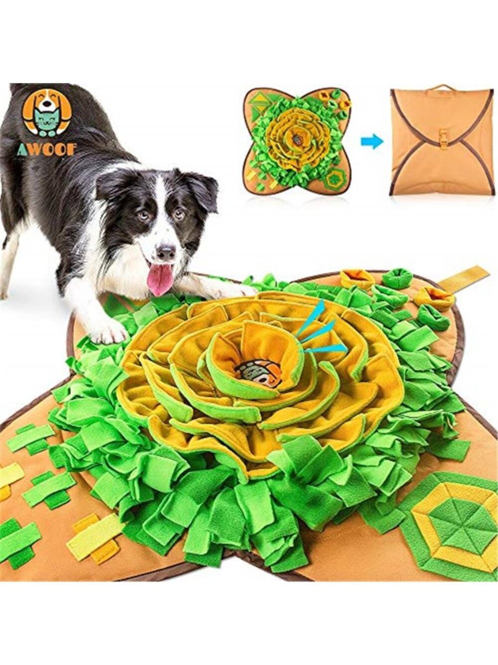 New Snuffle Mat Pet Dog Feeding Mat, 28''x28'' Interactive Dog Puzzle Toys
